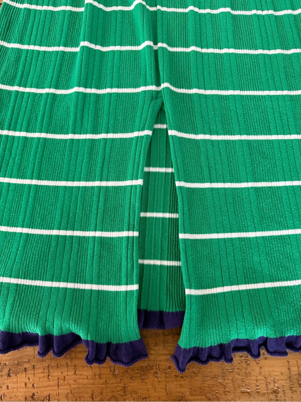 Anthropologie Daily Practice Sweater Dress in Preppy Green&White w/Blue Trim - Picture 6 of 8